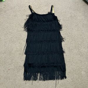 Elegant Black Fringe Dress
